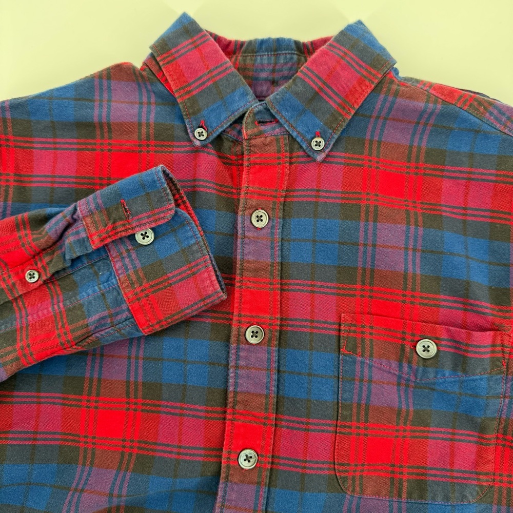 Todd Snyder Men’s Small Red Blue Plaid Flannel Long Sleeve Button Down Shirt